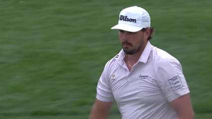 Quade Cummins sinks a 29-foot birdie putt on No. 18 at ONEflight Myrtle