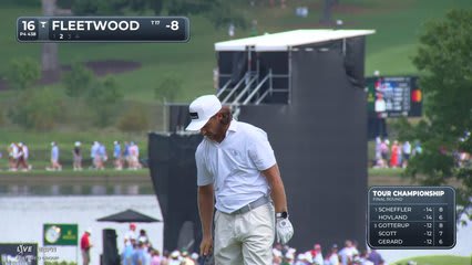 Tommy Fleetwood gets up-and-down from 134 yards for birdie on No. 16 at TOUR Championship