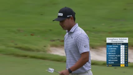 Justin Suh makes birdie on No. 17 at Compliance Solutions