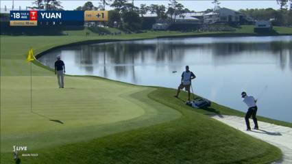 Carl Yuan holes tricky bunker shot for birdie at THE PLAYERS