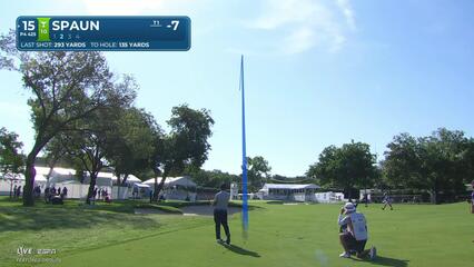 J.J. Spaun's 135-yard approach sets up birdie on No. 15 at Charles Schwab