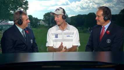 Jim Furyk joins the booth after shooting 58 at Travelers