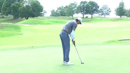 Ross Steelman sinks a 21-foot birdie putt on No. 11 at Simmons Bank Open