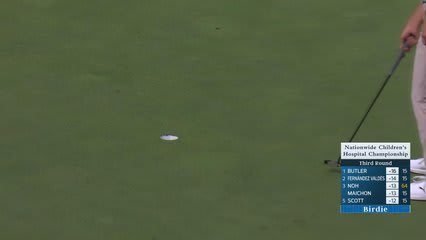Cole Hammer sinks a 22-foot birdie putt on No. 17 at Nationwide Children's