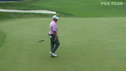 Scott Gutschewski sinks long putt from off the green to card eagle at Boise Open