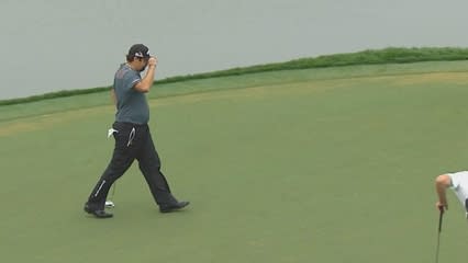 Andres Gonzales buries his 27-foot putt for birdie at Honda