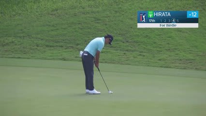 Kensei Hirata drains 3-foot putt for birdie on No. 17 at Butterfield Bermuda