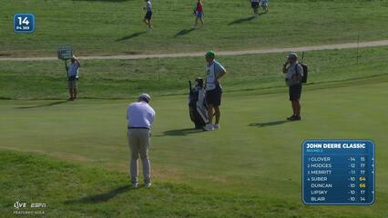 Vince Whaley sinks 4-foot putt for birdie on No. 14 at John Deere