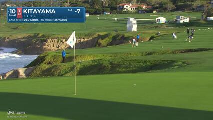 Kurt Kitayama sinks 21-foot birdie putt on No. 10 at Pebble Beach