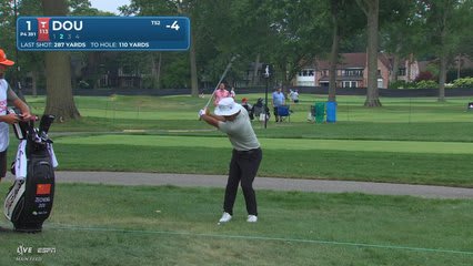 Zecheng Dou holes 60-yard shot for birdie on No. 1 at Rocket Classic