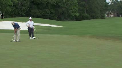 Scott Dunlap makes birdie putt on No. 15 at Insperity Invitational