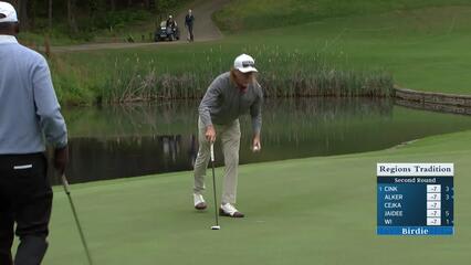 Miguel Angel Jiménez makes birdie on No. 13 at Regions Tradition