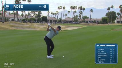 Justin Rose makes birdie putt on No. 16 at The American Express