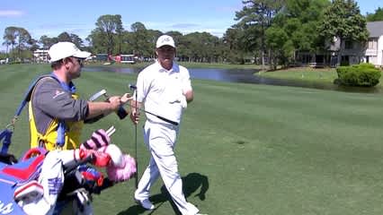 Nicholas Thompson strikes a beautiful approach shot at RBC Heritage