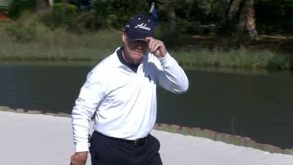 Tom Watson converts a 16-foot putt for birdie at RBC Heritage