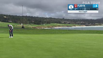 Jim Furyk sinks a 30-foot eagle putt at AT&T Pebble Beach