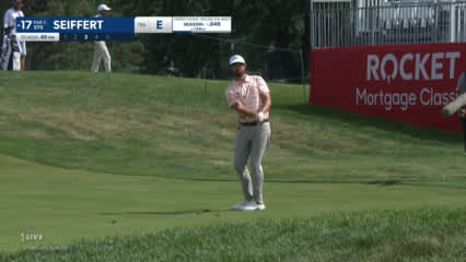 Chase Seiffert blades a pitch shot in close leading to birdie at Rocket Mortgage
