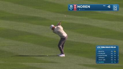 Alex Noren hits 120-yard approach to 1 foot, makes birdie on No. 15 at AT&T Pebble Beach