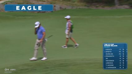 Luke List holes 63-foot shot from bunker for eagle on No. 12 at THE CJ CUP