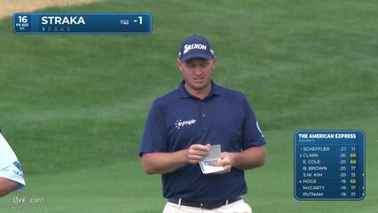 Sepp Straka sinks 8-foot birdie putt on No. 16 at The American Express