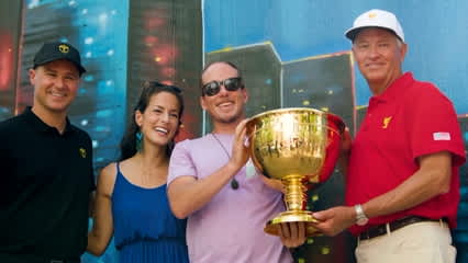 Captain Trevor Immelman and Davis Love III tour of the city of Charlotte