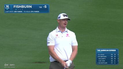 Patrick Fishburn sinks 7-foot birdie putt on No. 16 at The American Express