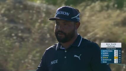 J.J. Spaun chips in from 19 feet for birdie on No. 16 at Hero World Challenge