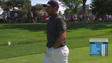 Xander Schauffele gets up-and-down from 116 yards for birdie on No. 13 at the Memorial