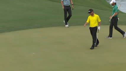 Spencer Levin rolls in his birdie from 23 feet at Shell