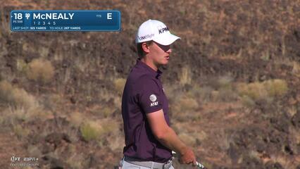 Maverick McNealy sinks 2-foot birdie putt on No. 18 at Bank of Utah
