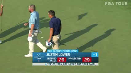 Justin Lower makes birdie on No. 18 at Pinnacle Bank