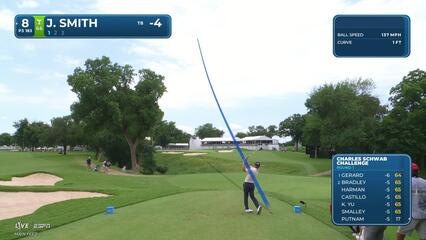 Jordan L Smith sinks 16-foot putt for birdie on No. 8 at Charles Schwab