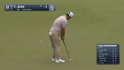 Tom Kim drains 11-foot birdie putt on No. 12 at TOUR Championship