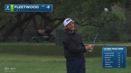Tommy Fleetwood gets up-and-down from 68-foot bunker shot for birdie on No. 2 at Valero
