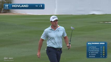 Viktor Hovland taps in from 3 feet for birdie on No. 17 at WM Phoenix Open