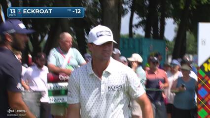Austin Eckroat sinks a 24-foot birdie putt on No. 13 at 3M Open