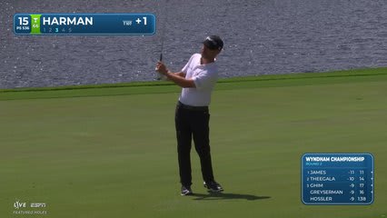 Brian Harman sinks 6-foot putt for birdie on No. 15 at Wyndham