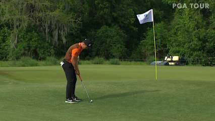 Viktor Hovland and Kris Ventura make birdie on No. 7 at Zurich Classic