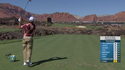 Max Homa sinks 21-foot birdie putt on No. 8 at Bank of Utah