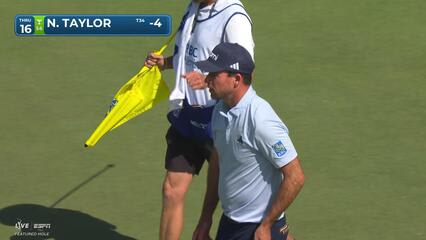 Nick Taylor sinks 12-foot birdie putt on No. 16 at RBC Heritage