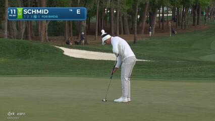 Matti Schmid rolls in 5-foot birdie putt on No. 11 at Valspar
