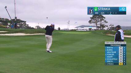 Sepp Straka chips in from 43 yards, makes birdie on No. 4 at Pebble Beach