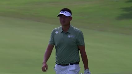 Carl Yuan makes birdie on No. 16 at BMW Charity Pro-Am