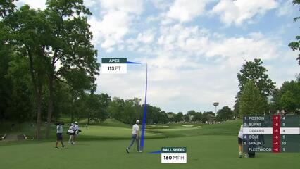 Ryan Gerard sinks 3-foot putt for birdie on No. 5 at the Memorial