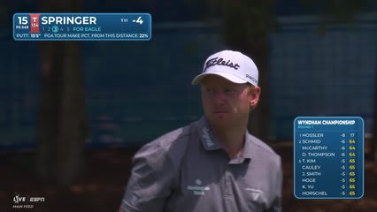 Hayden Springer drains 15-foot eagle putt on No. 15 at Wyndham