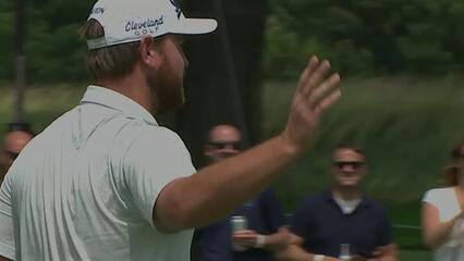 Zack Sucher sinks a 24-foot birdie at Travelers