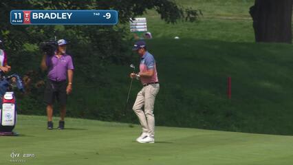 Keegan Bradley gets up-and-down from 188 yards for birdie on No. 11 at John Deere