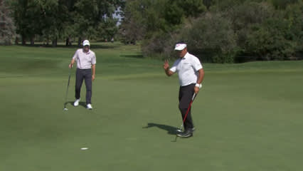 K.J. Choi holes a birdie putt at Rogers Charity