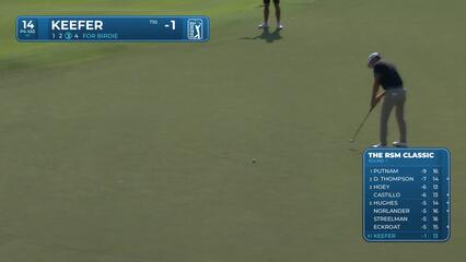 John Keefer sinks 15-foot birdie putt on No. 14 at The RSM Classic