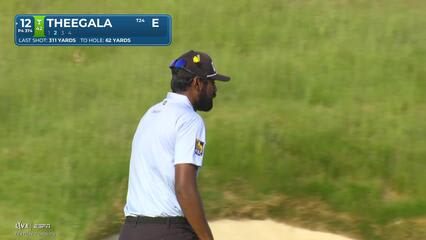 Sahith Theegala holes 12-foot approach for birdie on No. 12 at RBC Canadian